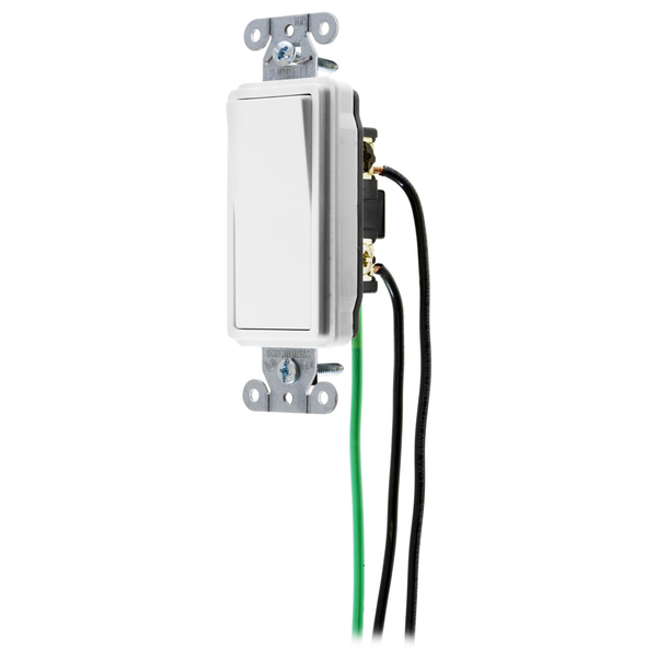 Hubbell Wiring Device-Kellems Spec Grade, Decorator Switches, General Purpose AC, Three Way, 15A 120/277V AC, Back and Side Wired, Pre-Wired with 8" #12 THHN DSL315W